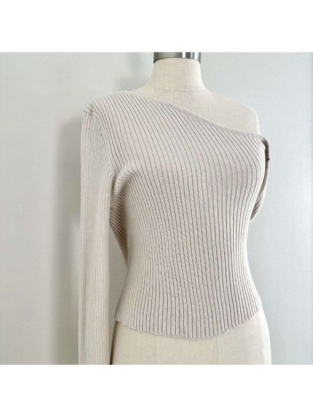 Silk Ivory Twist Sweater | Revolve Shae One Sleeve | NWT Large - Picture 4 of 15